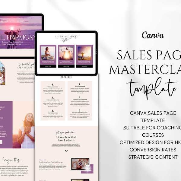 PLR Canva Sales Page Template Coaching Course Sales Page Sales Funnel Landing Page Template, Coaching Template, Magical Sales Page