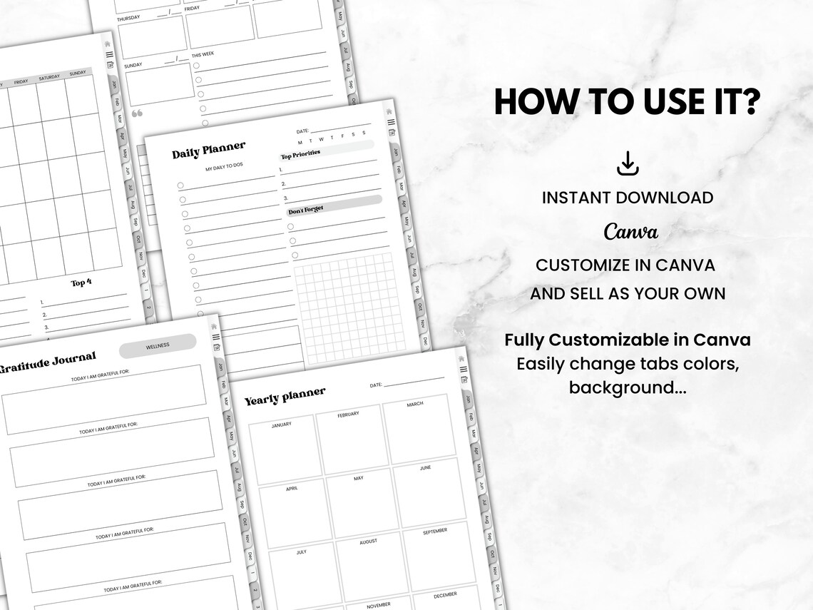 Remarkable 2 Digital Planner Template, Remarkable Canva Template ...