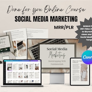 MRR Course Social Media Marketing Online Course to resell, PLR Course Done for you, Editable Course Canva template, Master Resell Rights