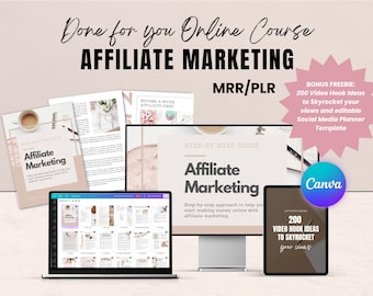 Master Resell Rights Affiliate Marketing Online Course to resell, PLR Course Done for you, Editable Course Canva template, MRR Course