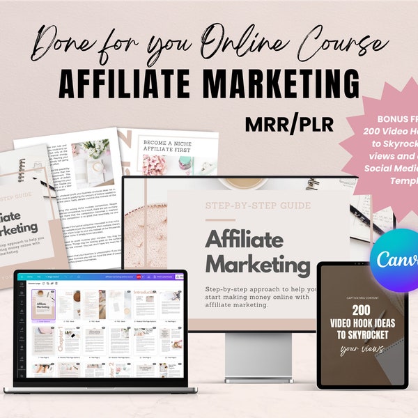 Master Resell Rights Affiliate Marketing Online Course to resell, PLR Course Done for you, Editable Course Canva template, MRR Course