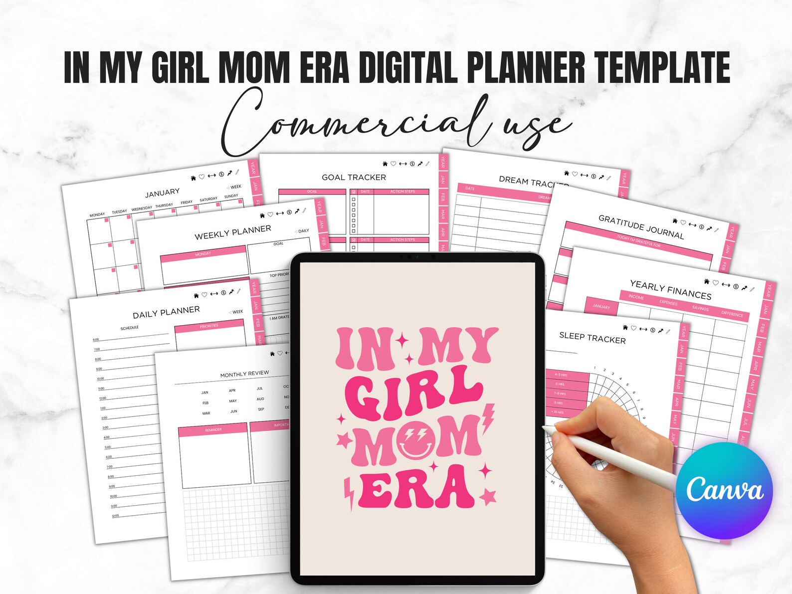 In My Girl Mom Era Self-care PLR Digital Planner Template Canva ...