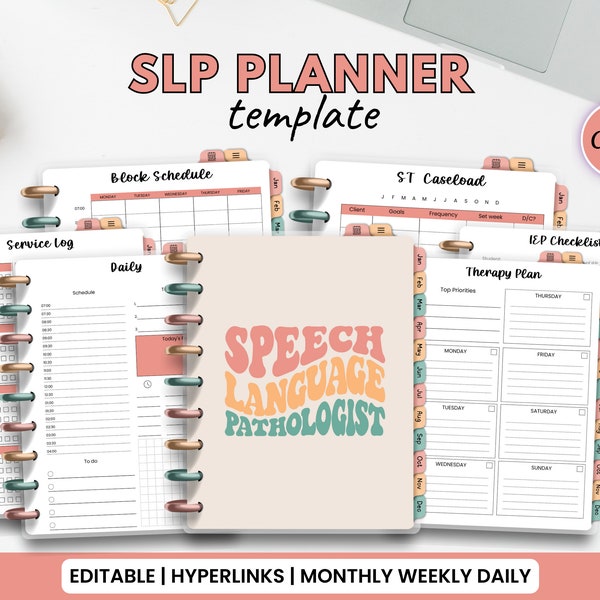 Speech Therapy Planner 2024, Speech Canva Planner Template, IEP Planner, SLP Planner, School SLP Planner, slp data sheets, Canva template