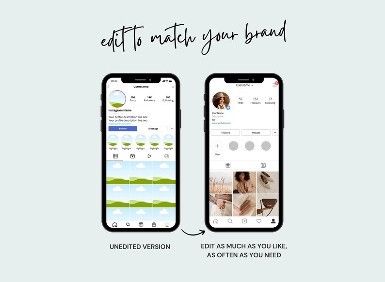 Instagram Mockup Canva Template Bundle, Customisable Mockup, Branding