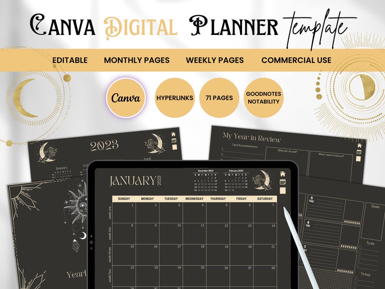 2023 Canva DIGITAL Planner TEMPLATE 2023 Editable Canva Etsy Hong Kong