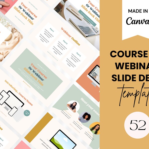 PLR Course Creator Template, Webinar Template, Powerpoint Template, Canva Course Template, Social Media Course Template, Canva Presentation