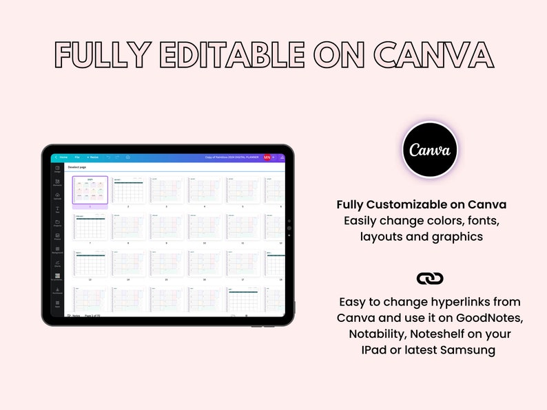 Canva 2024 DIGITAL Planner TEMPLATE Editable Canva Planner Etsy UK