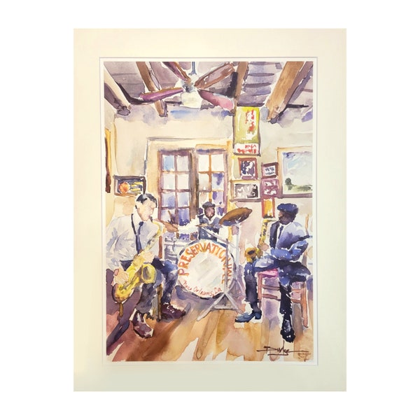Preservation Jazz Band Matted Fine Art Reproduction