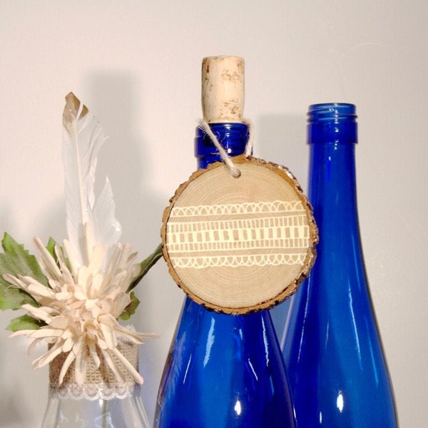 Wooden Ornament, Hand Painted Lace Design