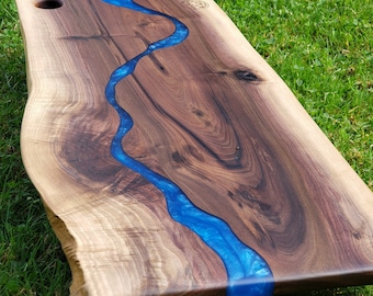 Live Edge Black Walnut Epoxy Resin Charcuterie Board