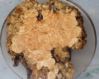 Amethyst Maple Burl Coffee Table: Epoxy Resin, Walnut Base