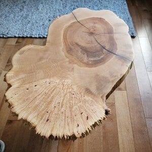 Side table, Ambrosia Maple Burl, matte black contemporary modern base, unique, live edge table, one of a kind
