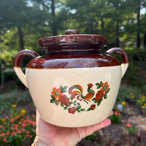 Pot à haricots en poterie McCoy #342 - Coq et pot floral en grès fabriqué aux États-Unis
