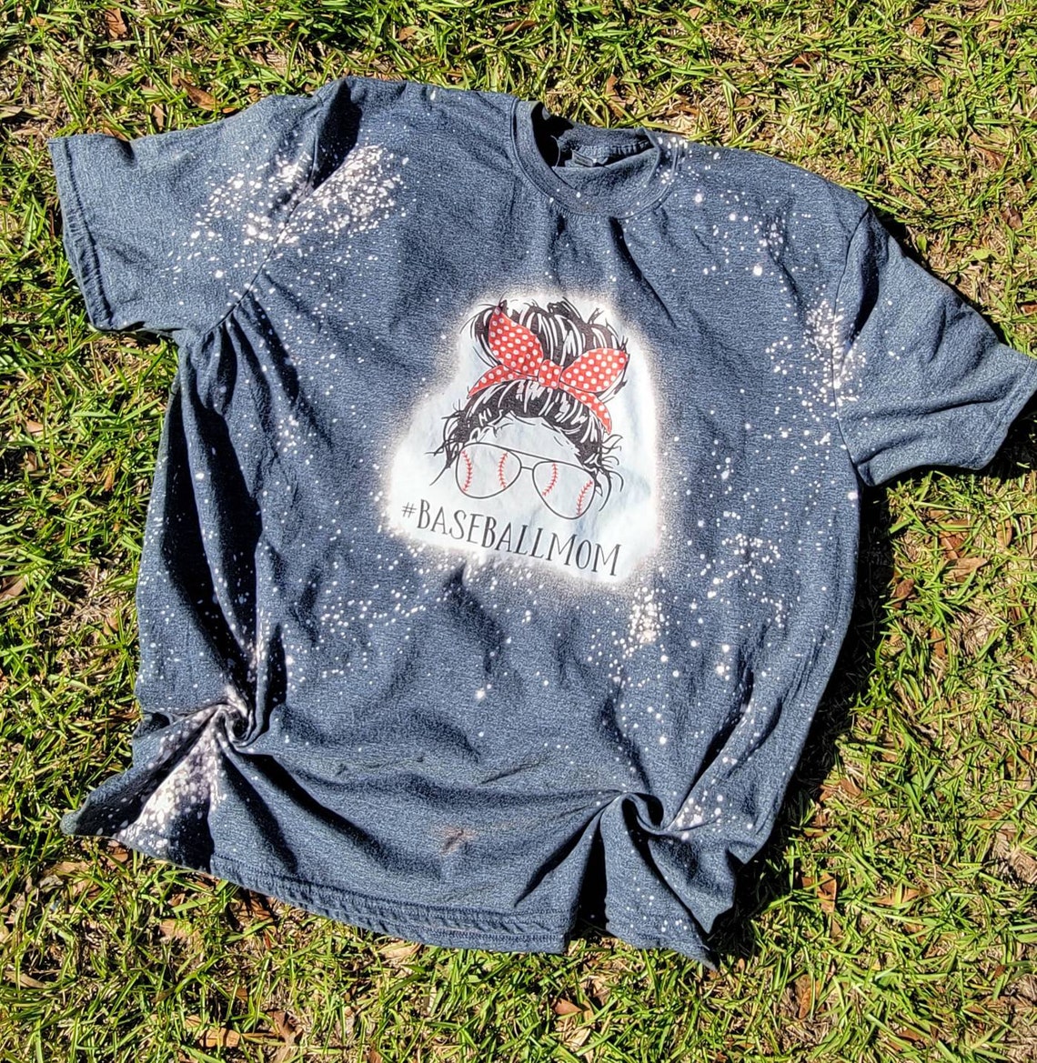 Baseball mom bleached Shirt Bleached Shirt Acid Wash Tee Etsy
