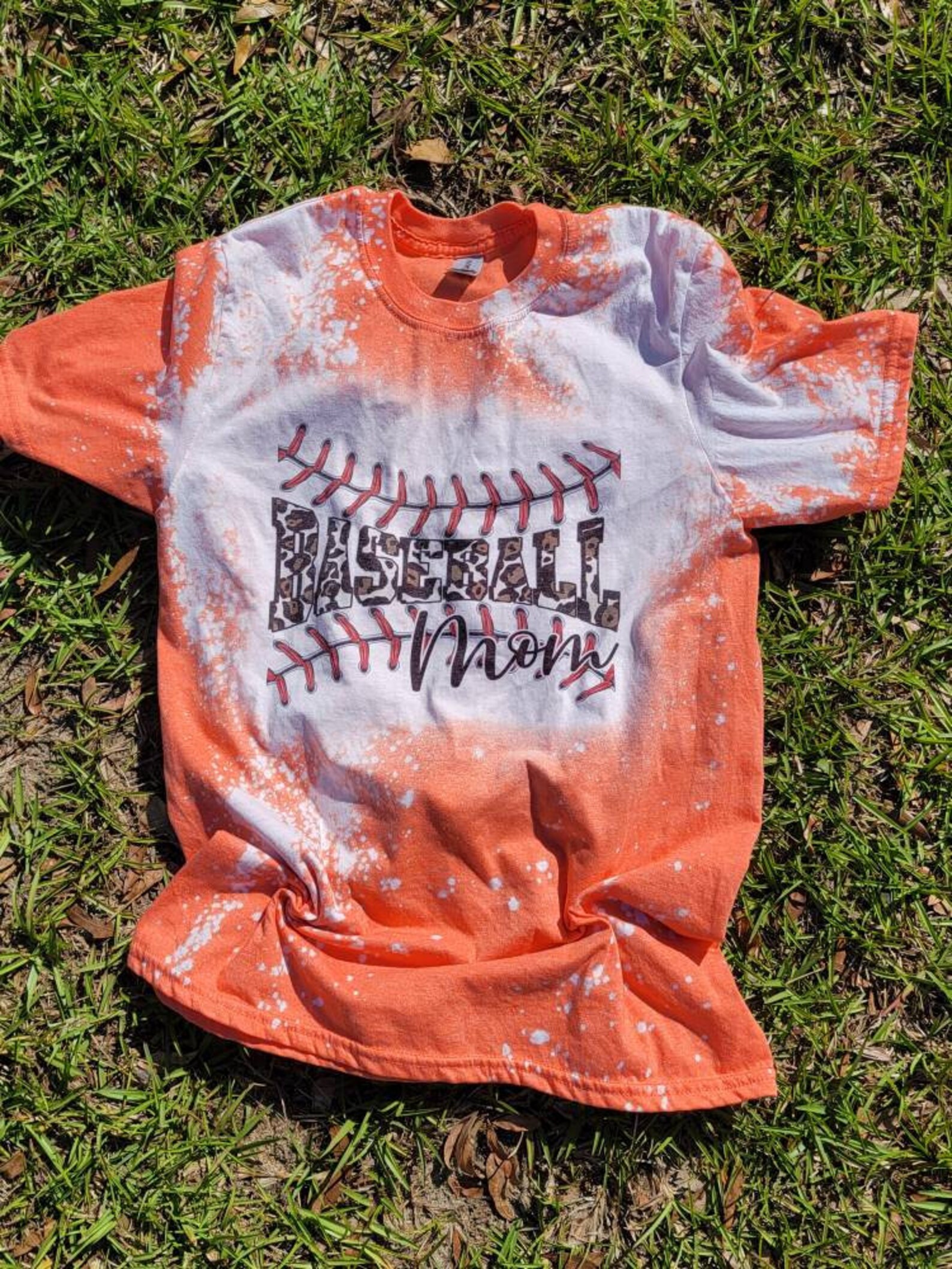 Baseball Mom Bleached Shirt Bleached Shirt Acid Wash Tee Etsy