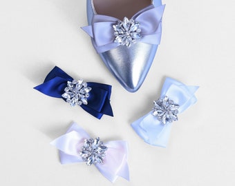 Satin Ribbon and Crystal Shoe Clips