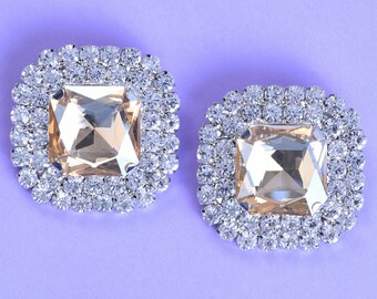 Yellow Opal and Crystal Shoe Clips Bridal  Embellish