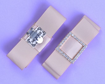 Clips para zapatos con diamantes de imitación y lazo de satén