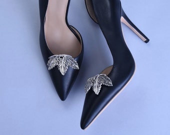 Silver Leaf Design Shoe Clips
