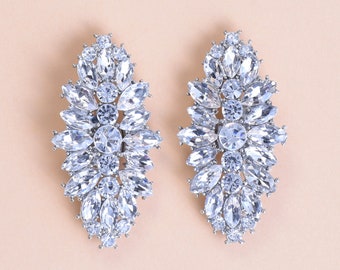 Oval Crystal Shoe Clips Bridal Embellish