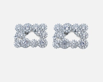 Square Crystal Bridal Shoe Clips