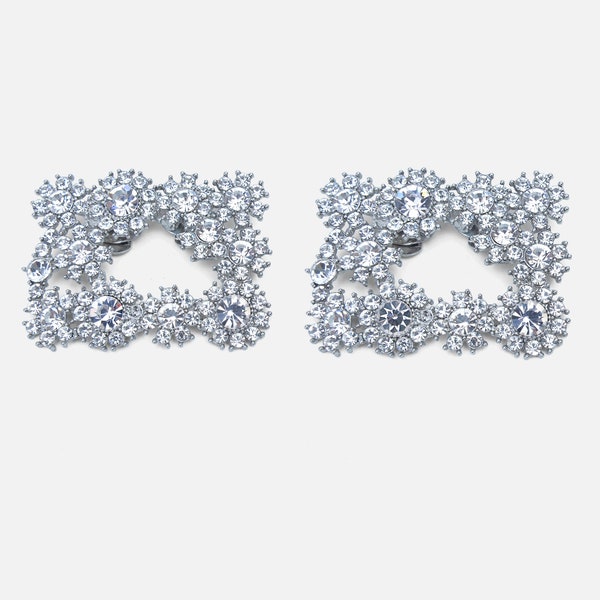 Square Crystal Bridal Shoe Clips