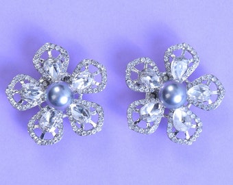 Pearl and Crystal Bridal Shoe Clips