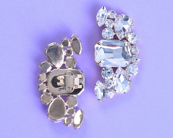 Clips para zapatos de novia con semicírculo de cristal