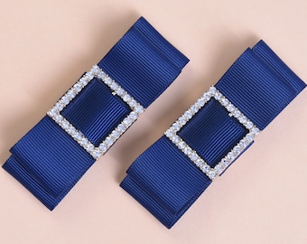 Clips para zapatos con diamantes de imitación y lazo de satén