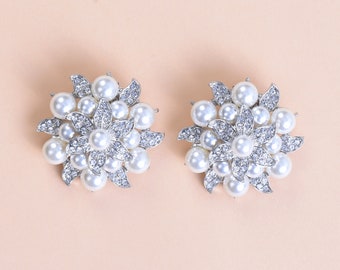 Kristall und Perle Blume Schuhclips, Brautschuh verschönern