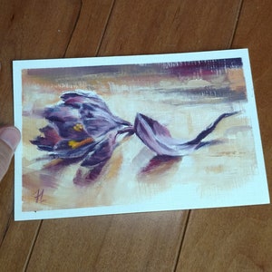 Crocus Study original oil painting study Floral Flowers Botanical Art on Strathmore oil painting paper 4&quot;x6&quot; unframed