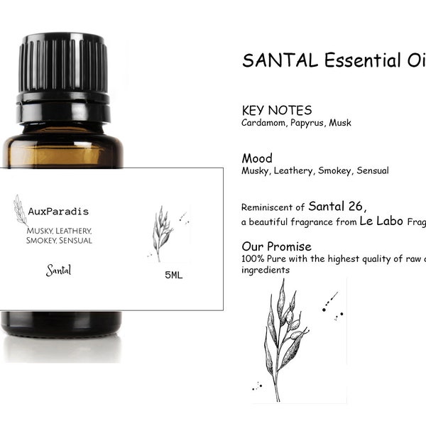 100% Nature Santal Essential Oil | Jardin de Paris| Thé Blanc | Lhôtel | Wedding Gifts | Christmas Gifts