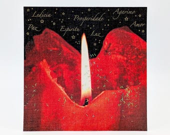 Art print - Screen print on semi-rigid textile panel. Valentine's Day Collection ref.: Candle