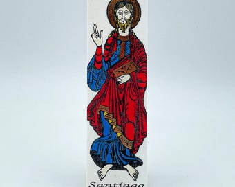 Bookmark - Screen printed on semi-rigid textile panel. Camino de Santiago Collection ref.: Santiago Apóstol Bookmark