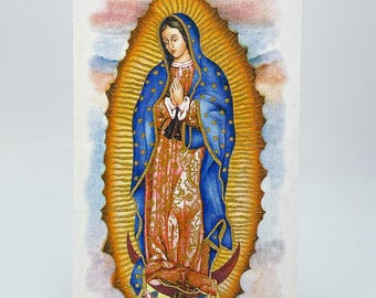 Art print - Screen print on semi-rigid textile panel. Religious Collection ref.: Virgin of Guadalupe