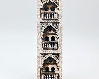 Bookmark - Screen printed on semi-rigid textile panel. Sevilal Collection ref.: Giralda Sevilla