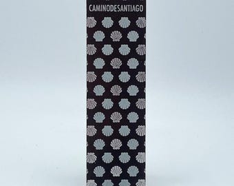 Bookmark - Screen printed on semi-rigid textile panel. Camino de Santiago Collection ref.: Silver Shell Bookmarks