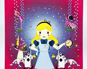 Art print - Screen print on semi-rigid textile panel. Children's Collection ref.: Alice in Wonderland
