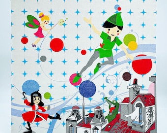 Art print - Screen print on semi-rigid textile panel. Children's Collection ref.: Peter Pan