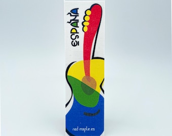 Bookmark - Screen printed on semi-rigid textile panel. Spain Cities Collection ref.: Guitar Spain