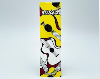Bookmark - Screen printed on semi-rigid textile panel. Spain Cities Collection ref.: Guitars of Spain