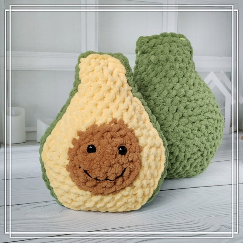 Avocado Soft Plush Toy Large Avocado Pillow Avocado Knitted Etsy
