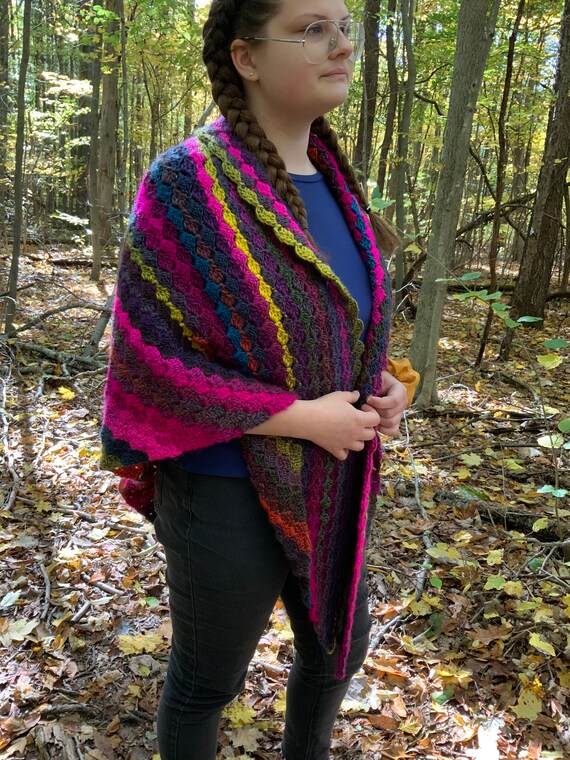 Crocheted Corner to Corner Shawl C2C Shawl Crocheted Etsy