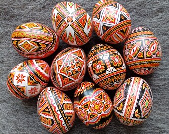 Set von 10 Echte Ukrainische Pysanky Ostereier Osterei Osterei Pysanka Pisanki Oeuf de pâques Osterei Geschenk Lot#445gra