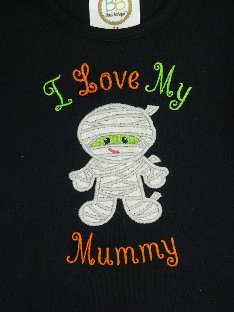 Halloween applique, I love my Mummy. Cute mummy. image 2