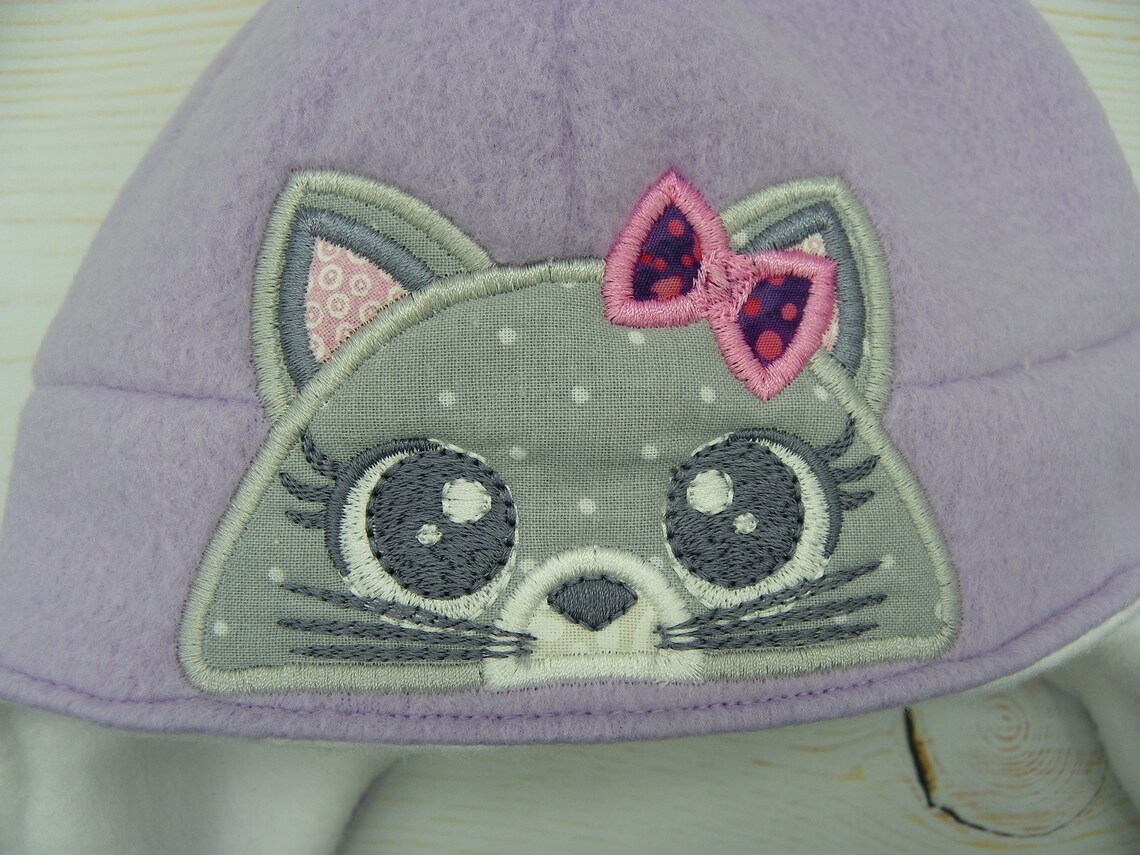 Child Winter Fleece Hat/girl Fleece Hat/ Fleece Hat With Cat Design