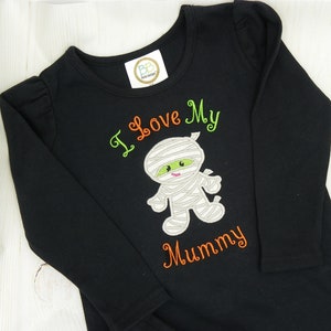 Halloween applique, I love my Mummy. Cute mummy. image 1