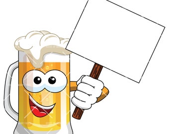 Pint Glass Of Beer Holding A Sign PNG EPS JPG Digital Download Vector