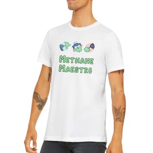 Methane Maestro Fart King Father&#39;s Day Mother&#39;s Day Christmas Birthday Present Gift Tee Shirt Premium Unisex Crewneck T-shirt