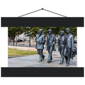 The Beatles Statue Liverpool Pier Head Wall Wooden Music Lennon McCartney Harrison Starr  Premium Semi-Glossy Paper Poster & Hanger